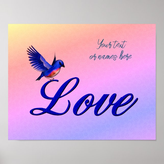 Póster Love Elegent Bluebird Crea tu propio (Frente)