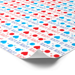 Póster LOVE es la frase LOVE en rojo y azul