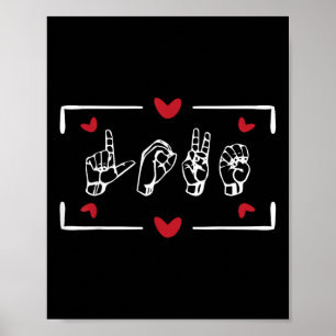 Póster Love Finger Rótulo Language Asl Día de San Valentí