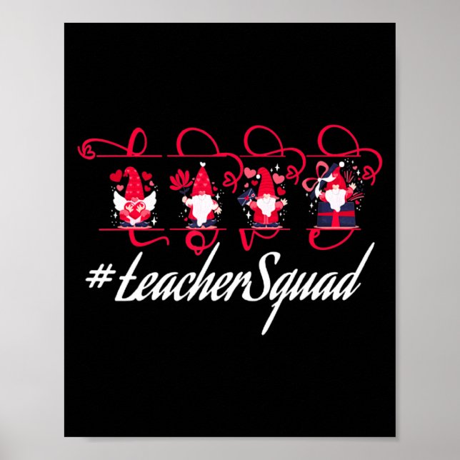 Póster Love Gnome Teacher Squad Happy Valentine Gnome Tea (Frente)