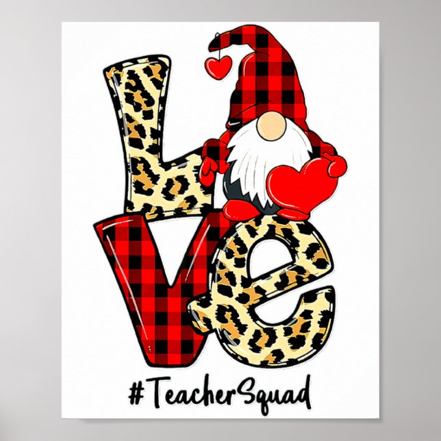 Póster Love Gnome Teacher Squad Happy Valentine Gnome Tea (Frente)