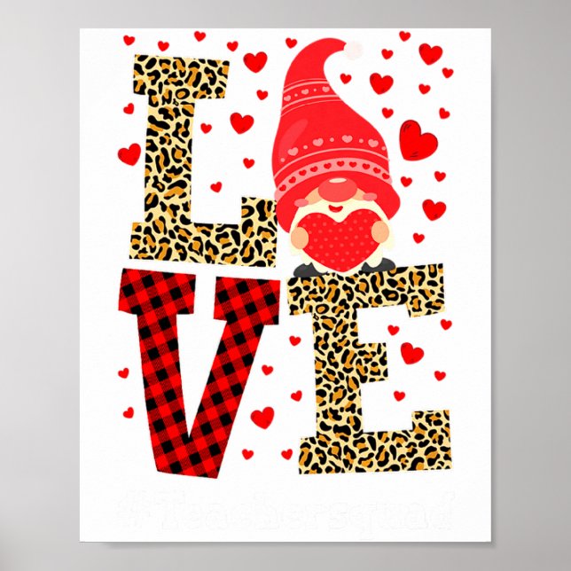 Póster Love Gnome Teacher Squad Valentines Day Teacher St (Frente)