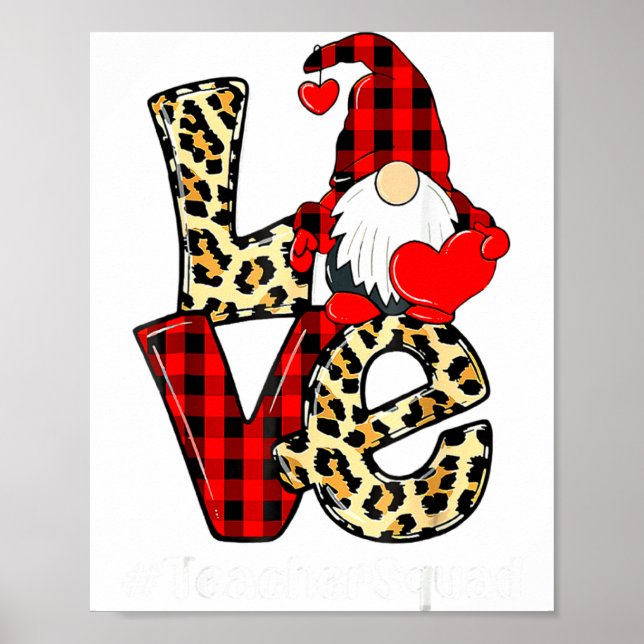 Póster Love Gnome Teacher Squad Valentines Day Teacher St (Frente)