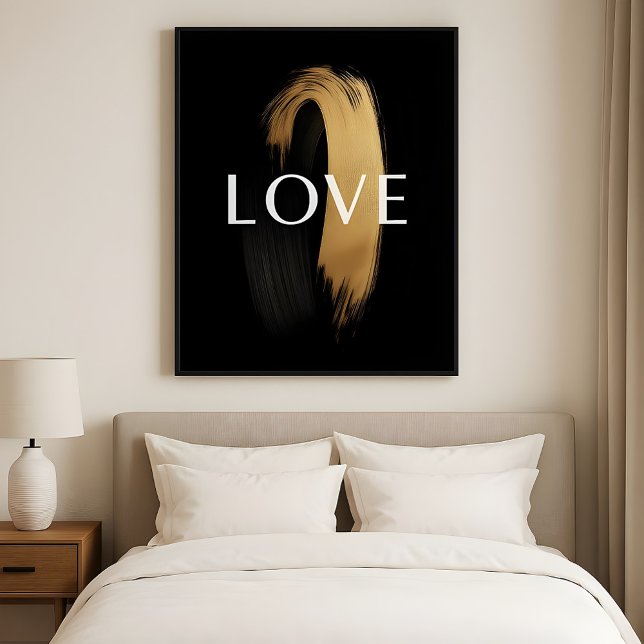 Póster LOVE Gold Brushstroke – Modern Minimalist Art (Subido por el creador)