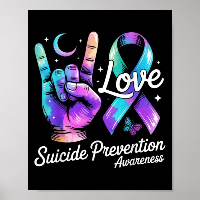Póster Love Hand Sign Suicide Prevention Awareness Septem (Frente)