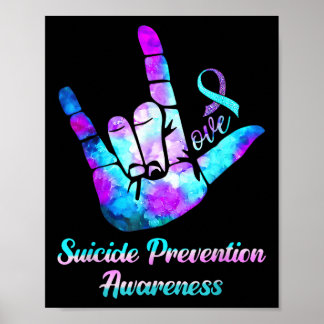 Póster Love Hand Sign Suicide Prevention Awareness Week S