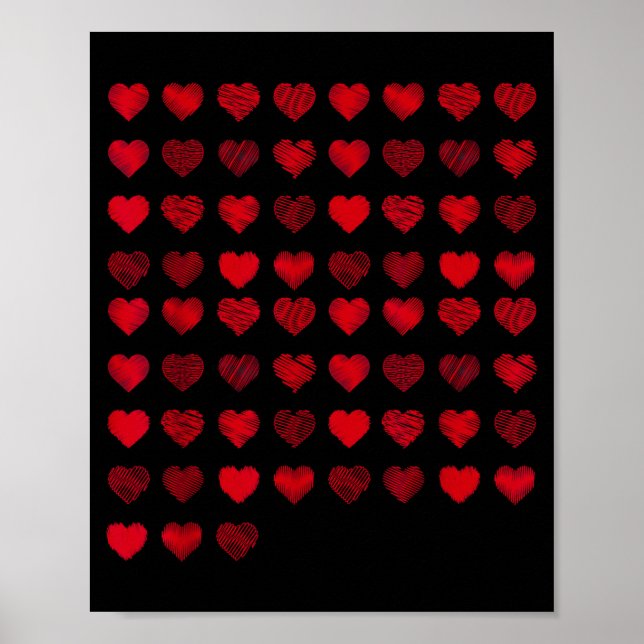 Póster Love Heart Graphic 67 Hearts Pattern 67 Valentines (Frente)
