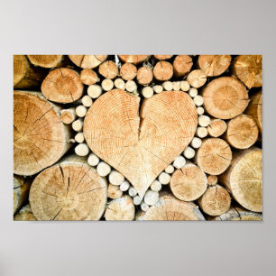 Póster Love Heart Log Firewood Poster