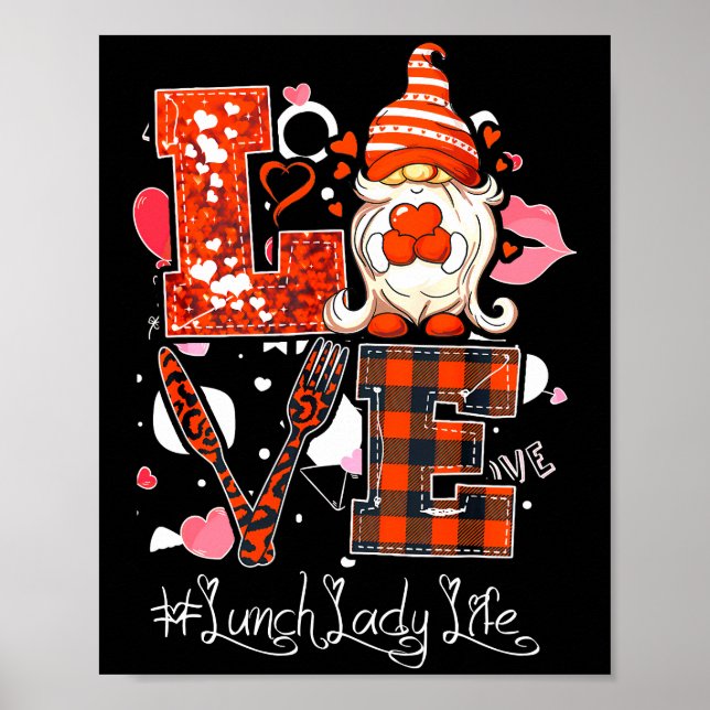 Póster Love Heart Lunch Lady Cafeteria Worker Gnome (Frente)