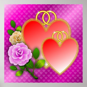 Póster Love Heart Shapes