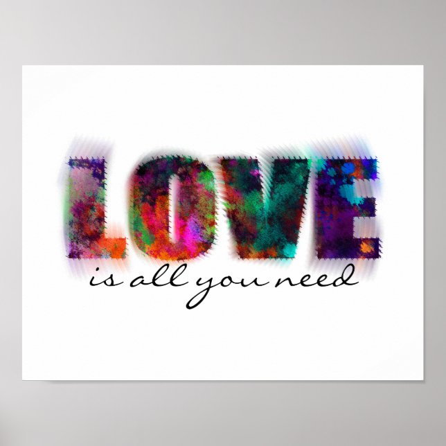 Póster love is all you need poster colorful text (Frente)