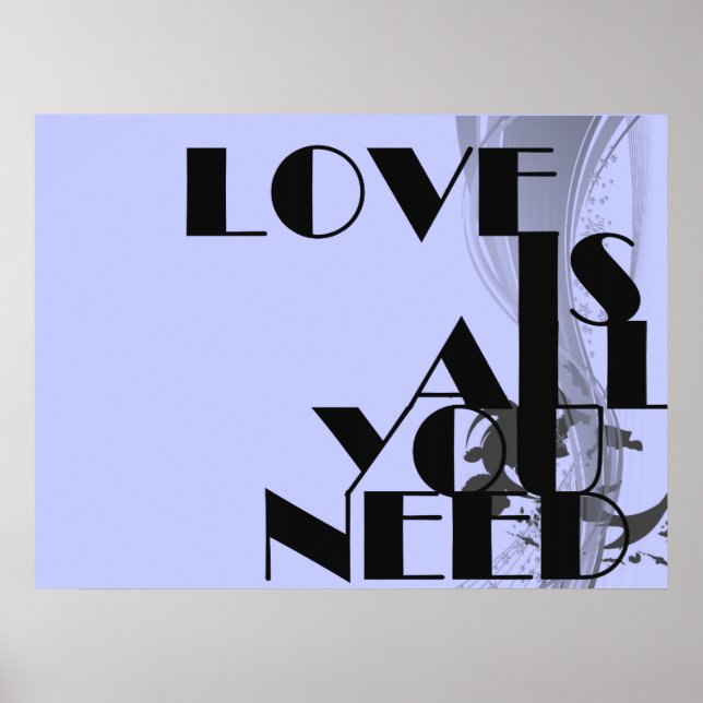 Póster Love Is All You Need Typographic Print (Frente)