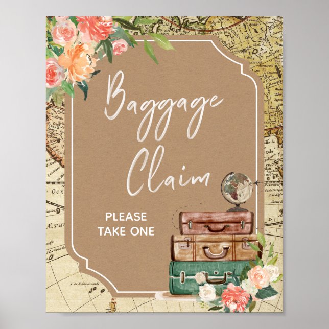 Póster Love is an Adventure Bridal Shower Welcome Sign (Frente)