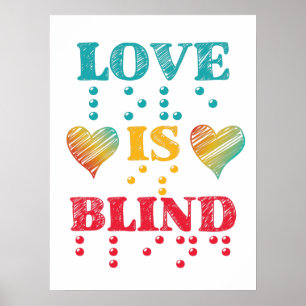 Póster Love Is Blind Braille Hearts
