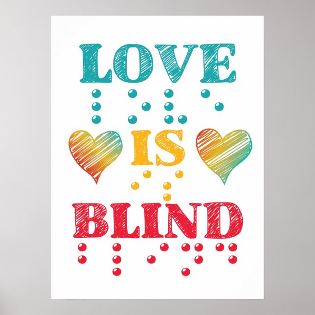 Póster Love Is Blind Braille Hearts (Frente)