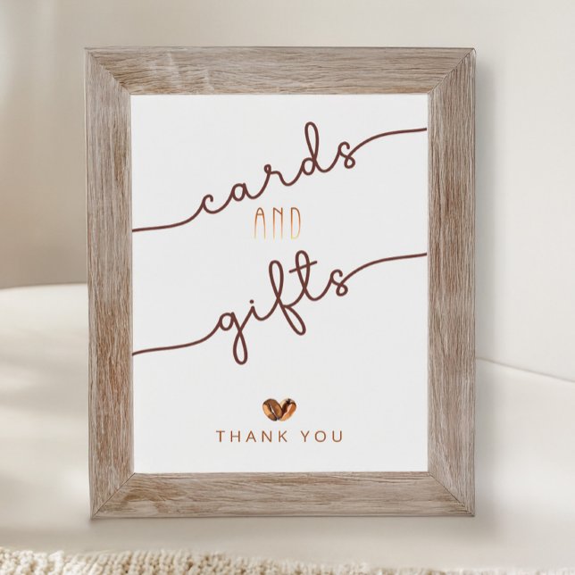 Póster Love Is Brewing Bridal Shower Invitations & Decor (Cards & Gifts Sign)