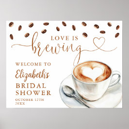 Póster Love Is Brewing Bridal Shower Welcome Sign