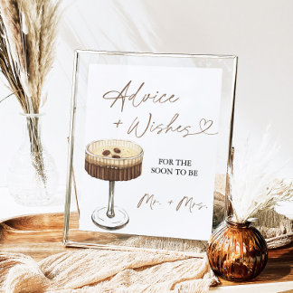 Póster Love Is Brewing Martini Advice & Wishes Sign