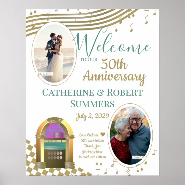 Póster Love Is Golden 50th Anniversary Welcome with Photo (Frente)