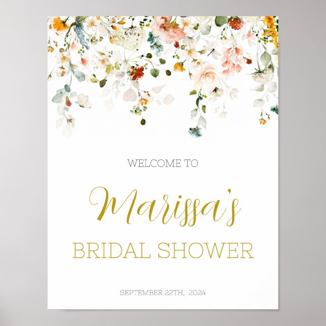 Póster Love is in Bloom Bridal Shower Welcome Sign (Frente)