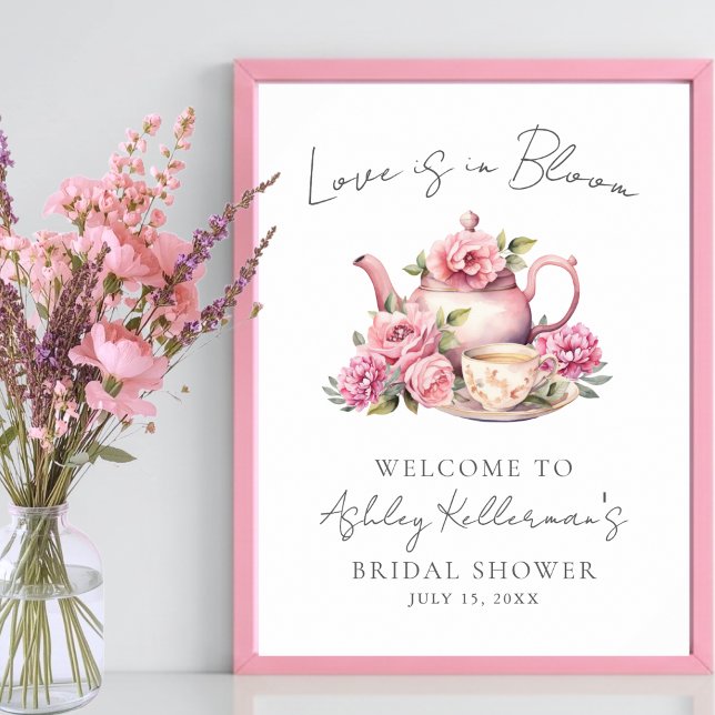Póster Love Is In Bloom Floral Tea Bridal Shower Sign (Love Is In Bloom Floral Tea Bridal Shower Sign)
