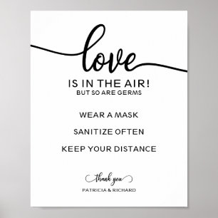 Póster Love is In The Air But So Are Germs Sign
