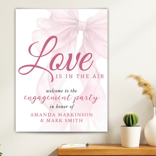 Póster Love Is In The Air Mauve Bow Engagement Welcome (Subido por el creador)
