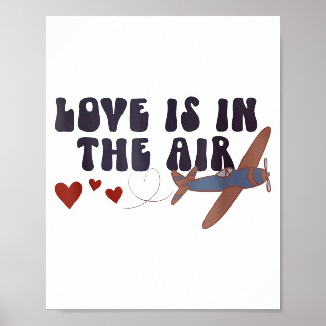 Póster Love Is In The Air Valentine’s Airplane  (Frente)