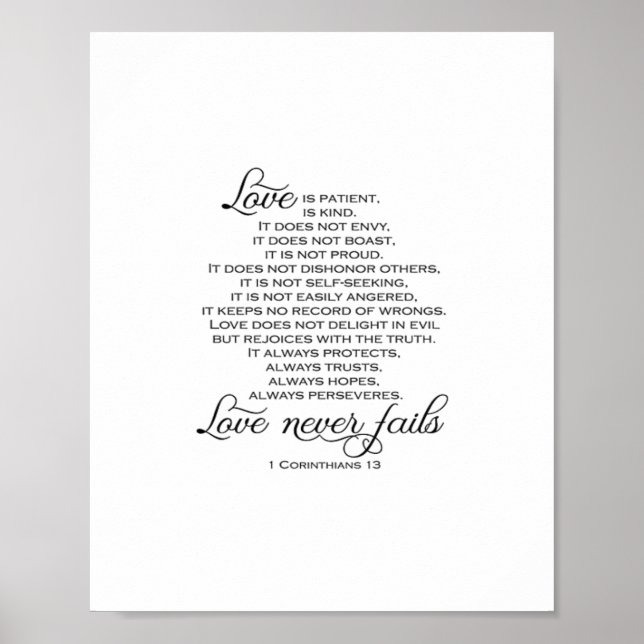 Póster Love Is Patient Proposal Love Never Fails Heartfel (Frente)