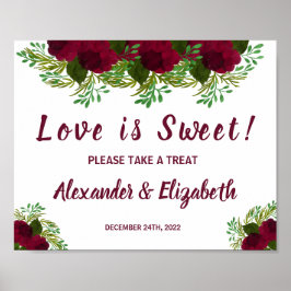 Póster Love is Sweet Bridal Shower Wedding Red Flower