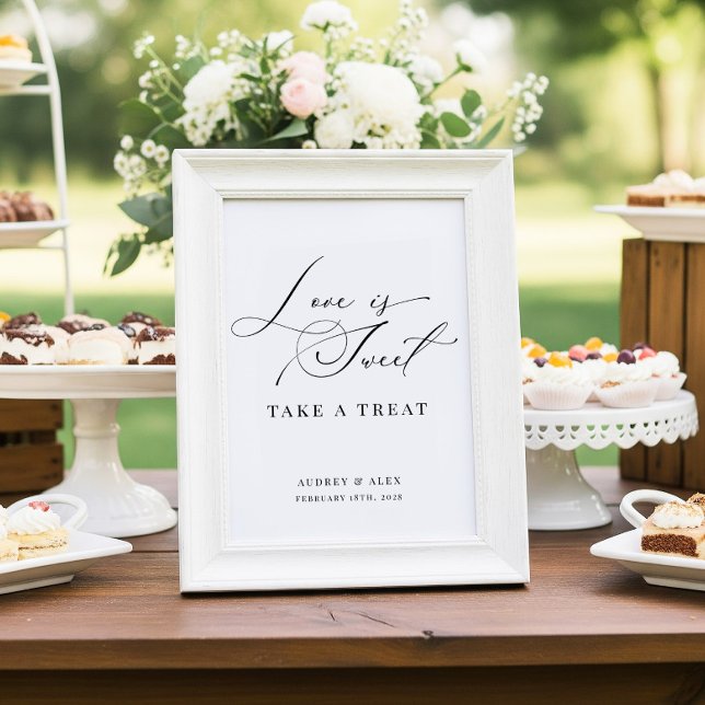 Póster Love is Sweet Modern Black Wedding Favors (Subido por el creador)