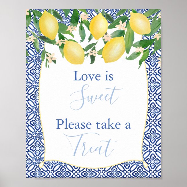Póster Love Is Sweet, Take A Treat Lemon Bridal Shower (Frente)