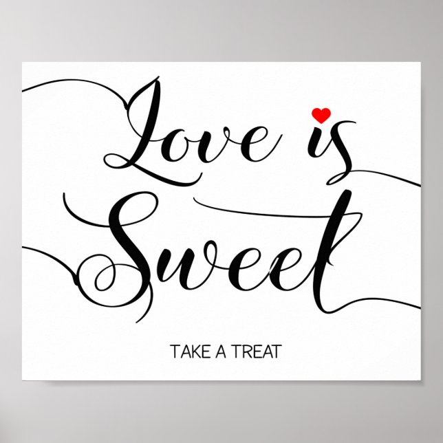 Póster Love is sweet wedding sign poster (Frente)