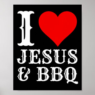Póster Love Jesus Bbq Orgulloso Christian Food Grill Smo