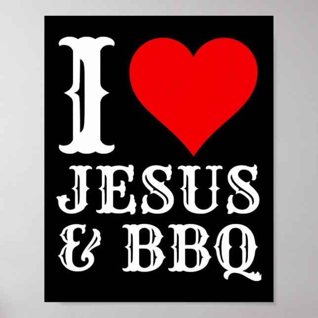 Póster Love Jesus Bbq Orgulloso Christian Food Grill Smo (Frente)