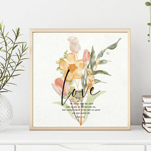 Póster Love-John 3:16 naranja floral