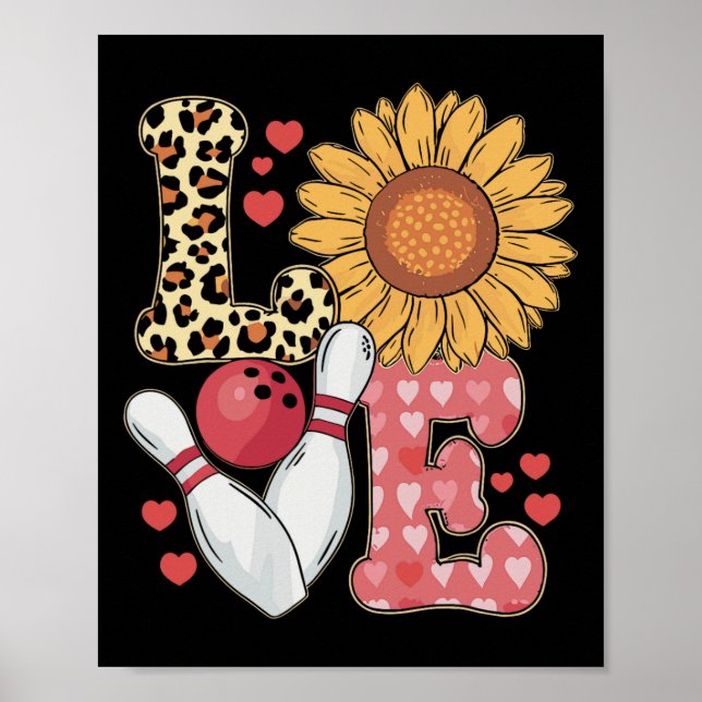 Póster Love Leopard Sunflower Bowling Valentine Bowling P (Frente)