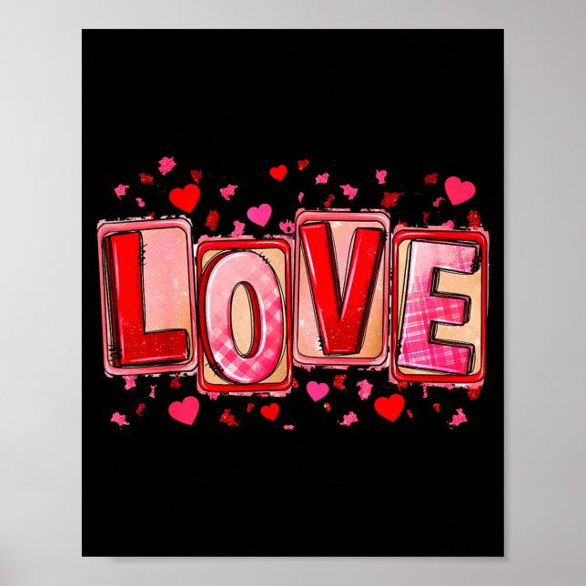 Póster Love Lettering Leopard Day Pink Valentine s Humor (Frente)