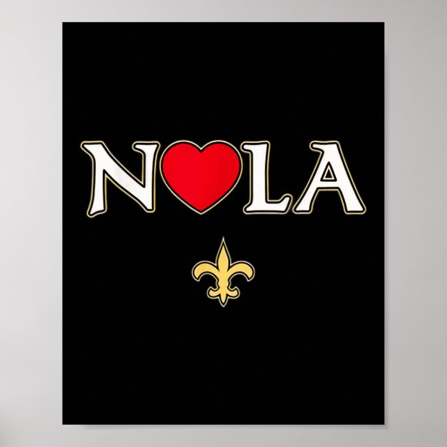 Póster Love Nola New Orleans Fleur De Lis Heart Nola (Frente)