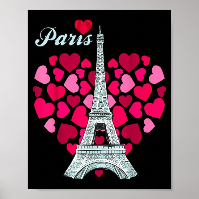 Póster Love Paris Heart Eiffel Tower Souvenir France Fren (Frente)