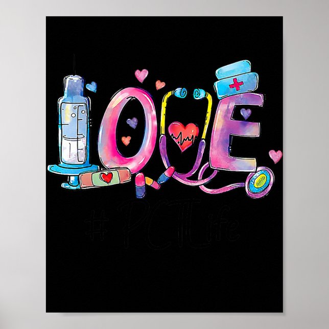 Póster Love Patient Care Technician PCT Nurse  (Frente)