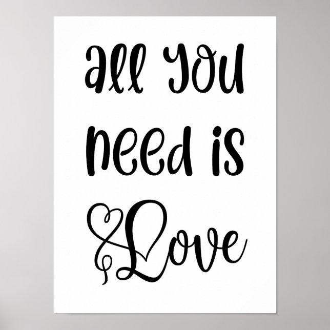 Póster Love Quote Art|Romántico Monocromo tipografía (Frente)