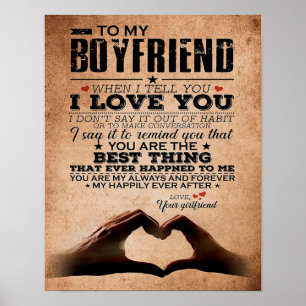 Póster Love Quote For Boyfriend, Husband Love Birthday