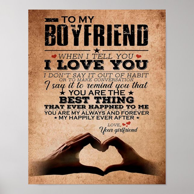 Póster Love Quote For Boyfriend, Husband Love Birthday (Frente)