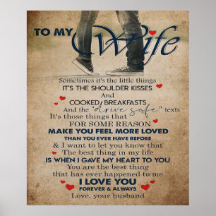 Póster Love Quote For Wife   Best and Perfect Gift