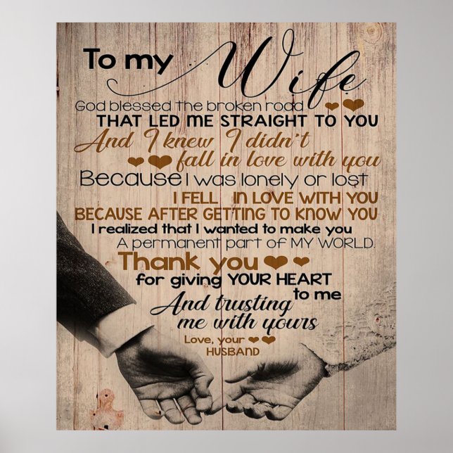 Póster Love Quote For Wife | Cute Family Gift (Frente)