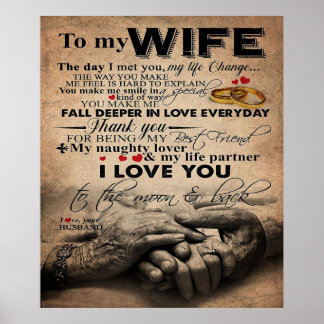 Póster Love Quote For Wife | Lovely Present for wife