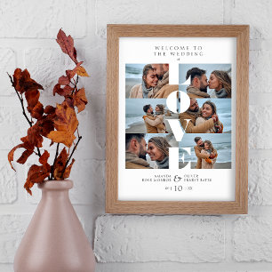 Póster Love Quote White Collage Welcome Wedding 6 Photos