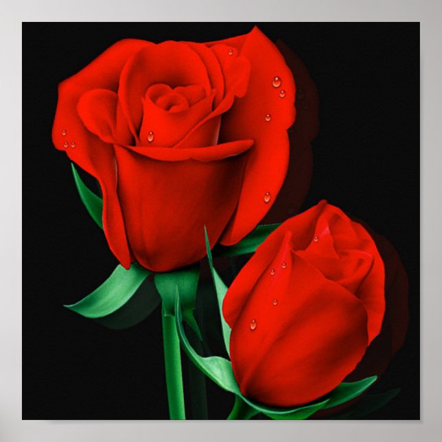 Póster Love Red Rose Black (Frente)