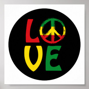Póster LOVE Reggae con símbolo de paz